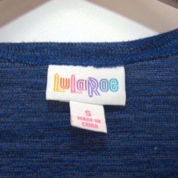 LuLaRoe Joy Feathered Blue Side Slit Sleeveless Duster Vest Size S - Picture 5 of 7